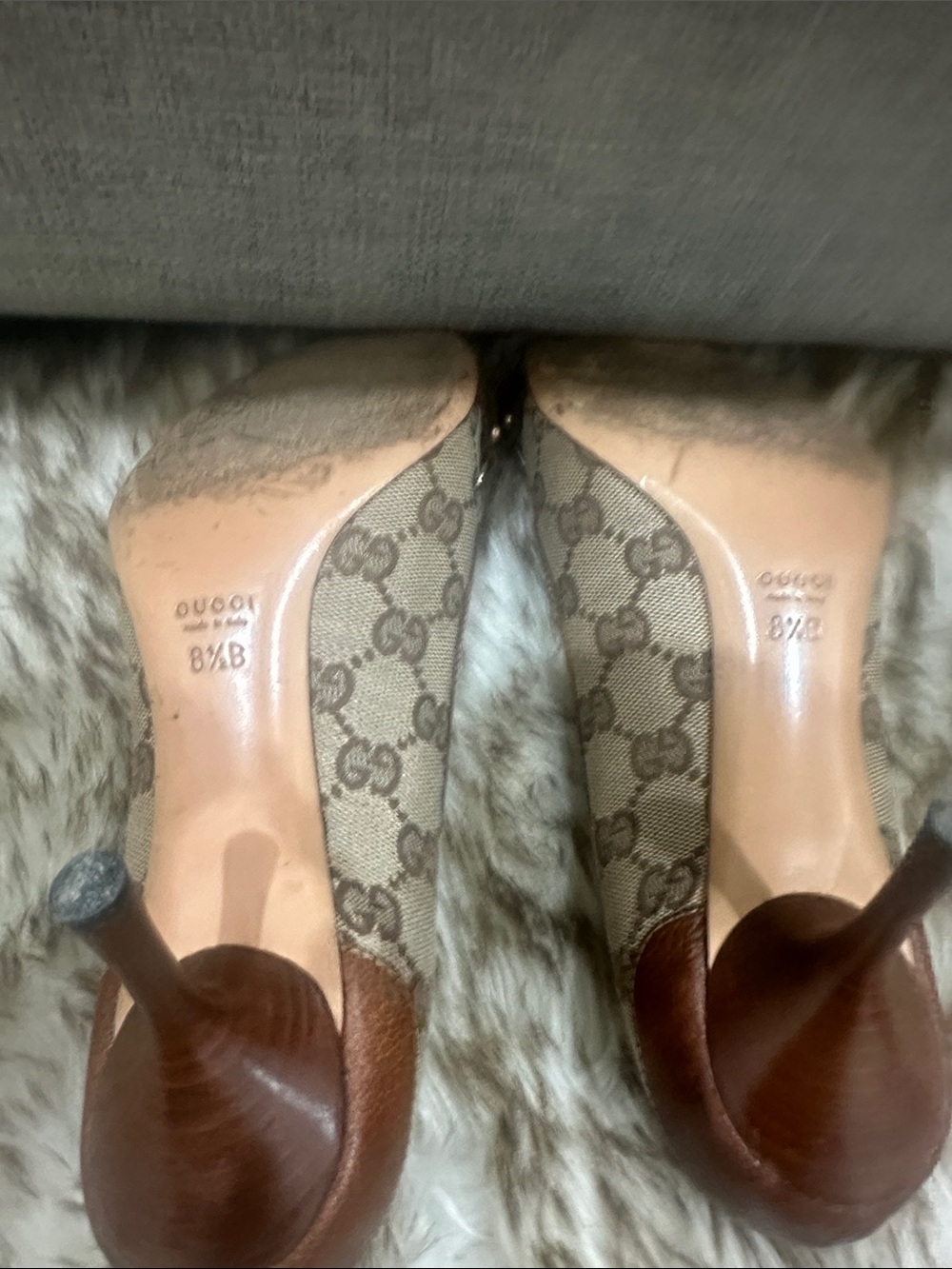 GUCCI Beige GG Canvas Bamboo Horsebit Women's Pumps classic streamlined style - Picture 12 of 13